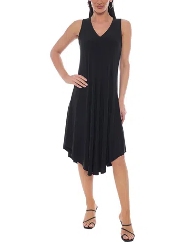 Tash + Sophie Ity V-neck Hanky Hem Midi Dress In Black