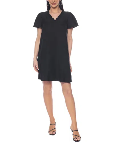 Tash + Sophie Macarena Flutter Sleeve Ruffle V Neck In Black