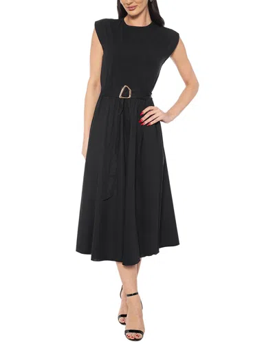 Tash + Sophie Poplin Twofer Dress In Black
