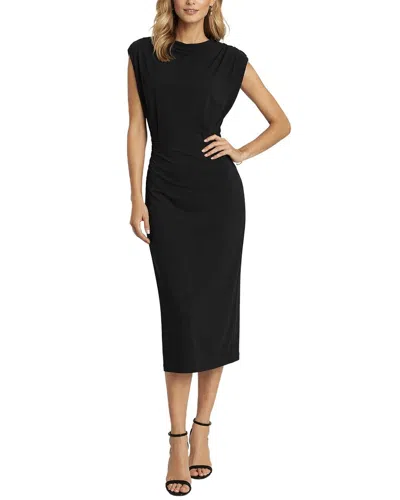 Tash + Sophie Side Ruched Midi Dress In Black