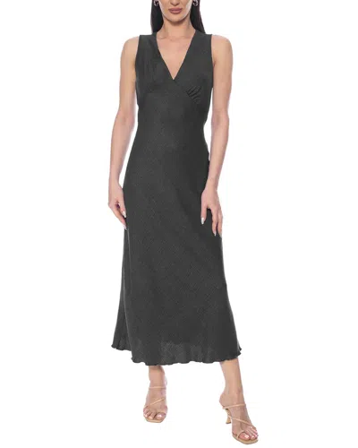 Tash + Sophie Solid Ruffle Trim Dress In Black