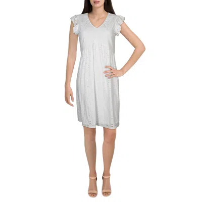 Tash + Sophie Tash & Sophia Womens Eyelet Ruffle Mini Dress In White