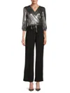 Tash + Sophie Women's Metallic Trim Twofer Jumpsuit In Silver