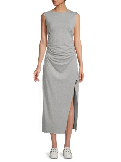 Tash + Sophie Women's Ray Ruched Jersey Slit Midi Dress In Heather Grey