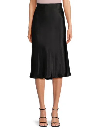 Tash + Sophie Women's Satin Midi Skirt In Black
