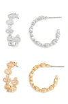 Tasha 2-pack Bezel Cz Open Hoop Earrings