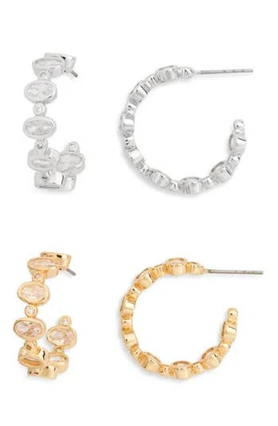 Tasha 2-pack Bezel Cz Open Hoop Earrings In Multi
