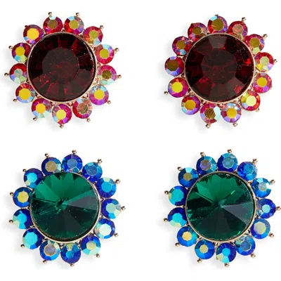 Tasha 2-pack Crystal Flower Stud Earrings In Multi