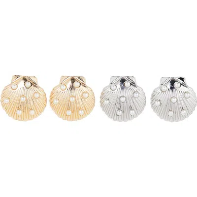 Tasha 2-pack Crystal Shell Stud Earrings In Multi