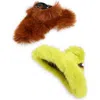 Tasha 2-pack Faux Fur Claw Clips In Lime Green/ Brown