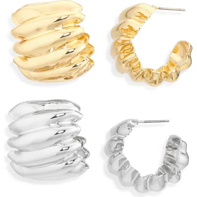 Tasha 2-pack Mixed Metal Wide Huggie Hoop Earrings In Gold