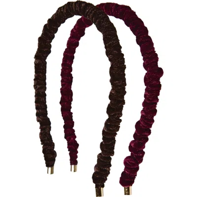 Tasha 2-pack Skinny Velvet Headbands In Brown
