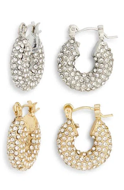 Tasha 2-pack Stone Donut Hoop Earrings In Silver