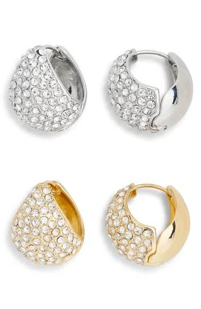 Tasha 2-pack Stone Droplet Hoop Earrings In Silver