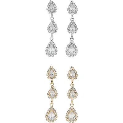 Tasha 2-pack Teardrop Crystal Linear Drop Earrings In Multi