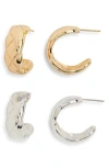 Tasha 2-pack Textured 'c' Hoop Earrings