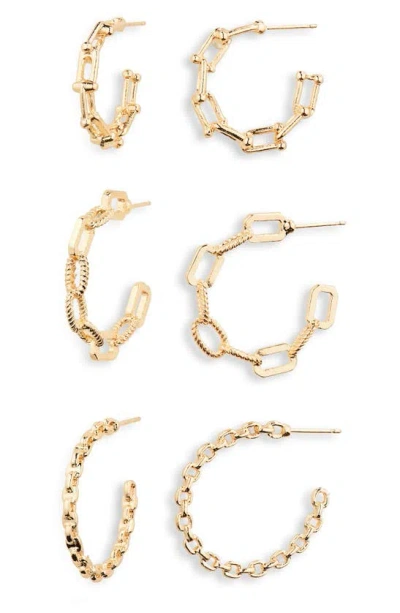 Tasha 3-pack Assorted Chain Hoop Earrings In Gold