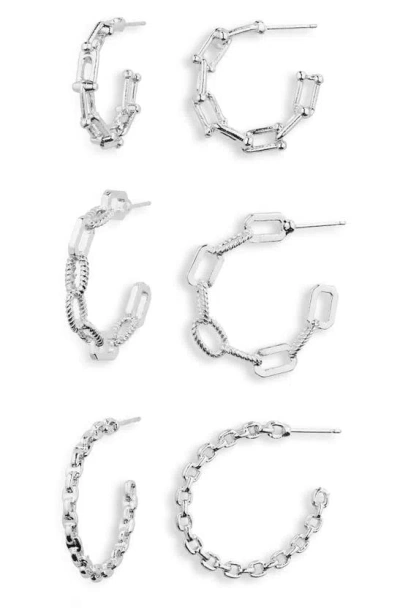 Tasha 3-pack Assorted Chain Hoop Earrings In Metallic