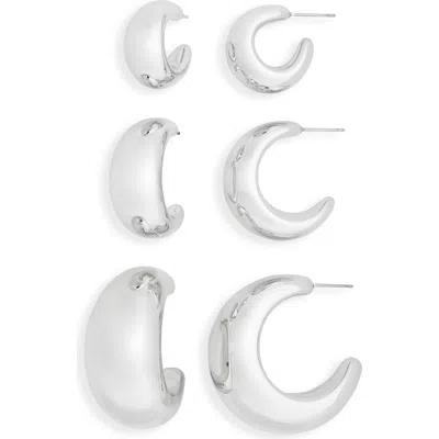 Tasha 3-pack C Hoop Earrings In Metallic