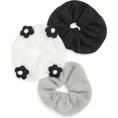 Tasha 3-pack Knit Scrunchies In Black