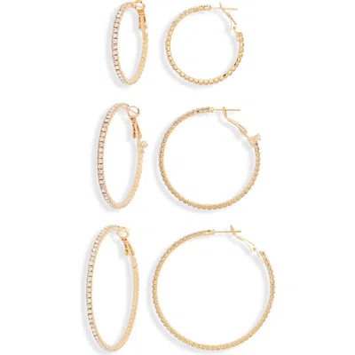 Tasha 3-pack Pavé Crystal Hoop Earrings In Gold