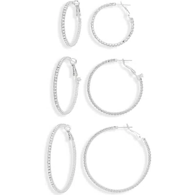 Tasha 3-pack Pavé Crystal Hoop Earrings In Metallic