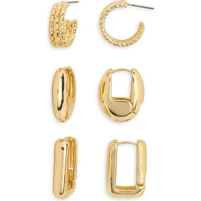Tasha 3-piece Mini Hoop Earrings Set In Gold