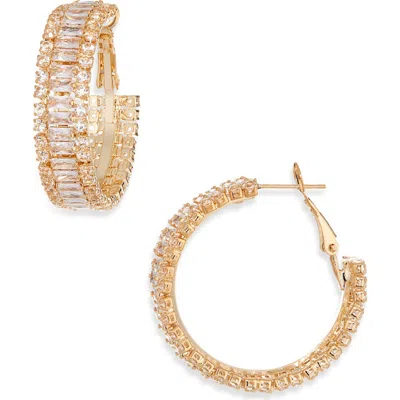 Tasha 30mm Crystal Hoop Earrings In Gold