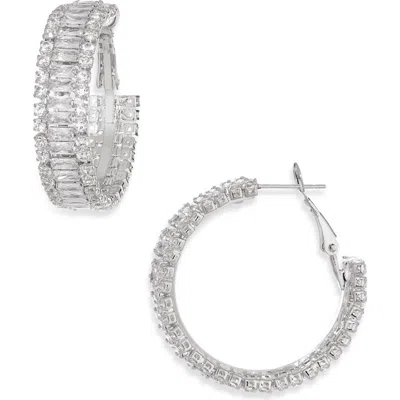 Tasha 30mm Crystal Hoop Earrings In Metallic