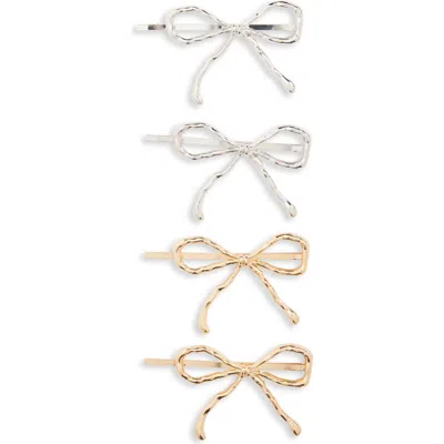 Tasha 4-pack Bow Bobby Pins In Gold Silver
