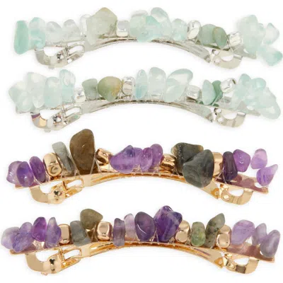 Tasha 4-pack Semiprecious Stone Embellished Barrettes