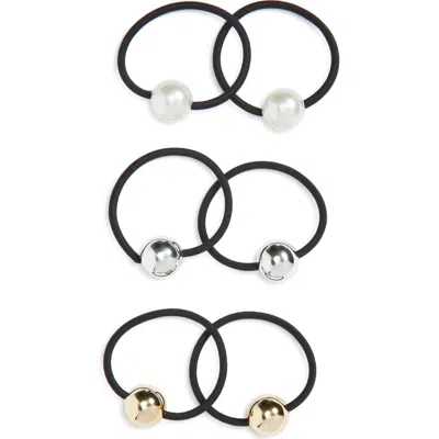 Tasha 6-pack Ball Ponytail Holders In Black