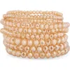 Tasha 7-pack Beaded Stretch Bracelets In Gold