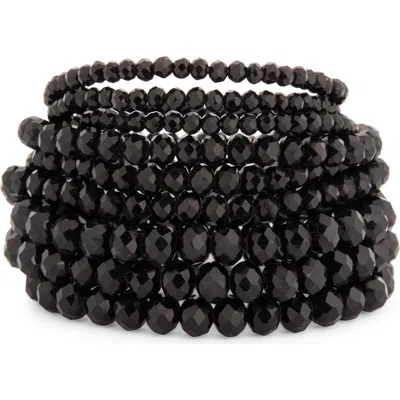 Tasha 7-pack Beaded Stretch Bracelets In Black