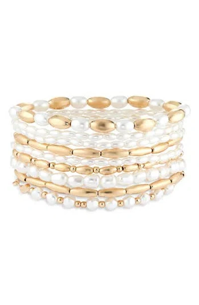 Tasha 9-piece Mixed Faux Pearl Bead Stretch Bracelet Set In Multi