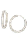 Tasha Ab Crystal Hoop Earrings In Silver