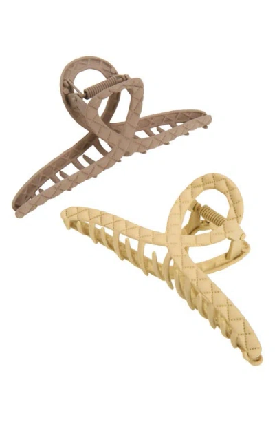 Tasha Assorted 2-pack Claw Clips In Cream Taupe