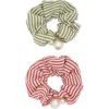 Tasha Assorted 2-pack Faux Pearl Stripe Scrunchies In Pink Green