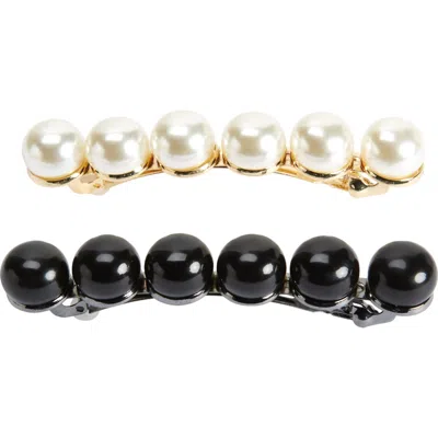 Tasha Assorted 2-pack Pearly Bead Hair Clips In Ivory/black