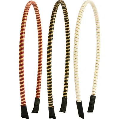 Tasha Assorted 3-pack Assorted Skinny Faux Leather Headbands In Multi