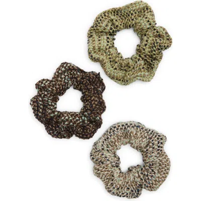 Tasha Assorted 3-pack Tweed Scrunchies In Multi