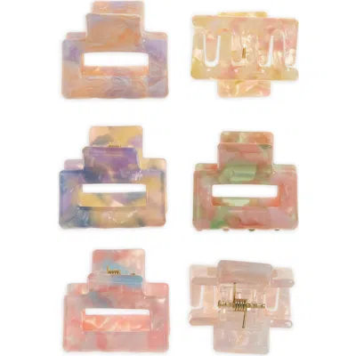 Tasha Assorted 6-pack Claw Clips In Pink Purple Multi