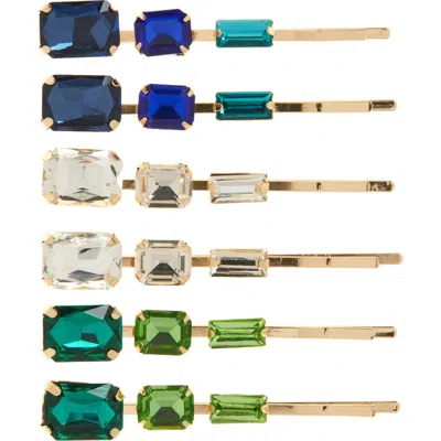 Tasha Assorted 6-pack Crystal Bobby Pins In Blue Multi