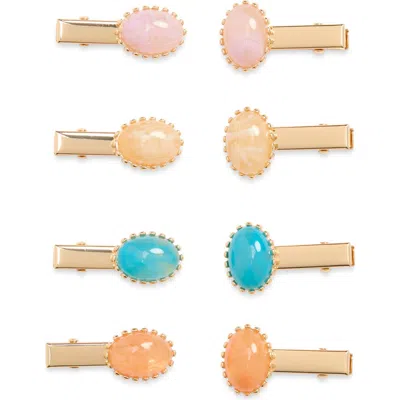 Tasha Assorted 8-pack Cabochon Hair Clips In Gold