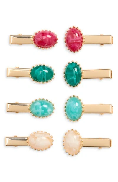 Tasha Assorted 8-pack Cabochon Hair Clips In Turqmult