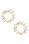 Tasha Baguette Crystal Open Earrings In Gold