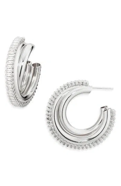 Tasha Baguette Crystal Twist Hoop Earrings In Metallic