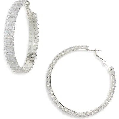 Tasha Baguette Cubic Zirconia Hoop Earrings