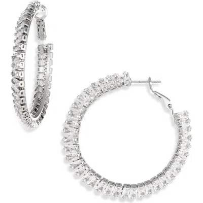 Tasha Baguette Cz Hoop Earrings In Metallic