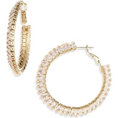 Tasha Baguette Cz Hoop Earrings In Metallic